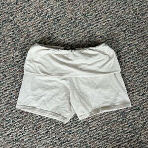 Fold-Over Waist Shorts in Light Cream